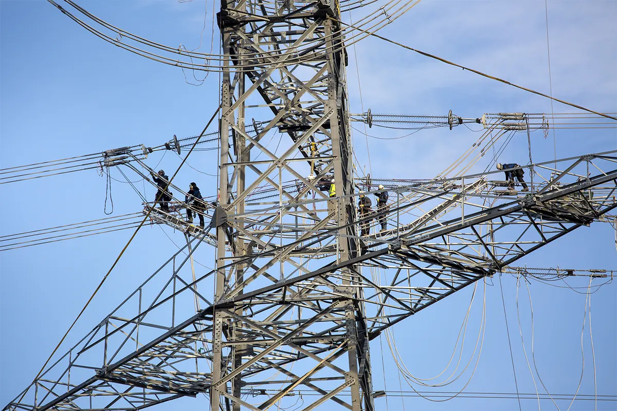 Aging infrastructure Workers working on power lines